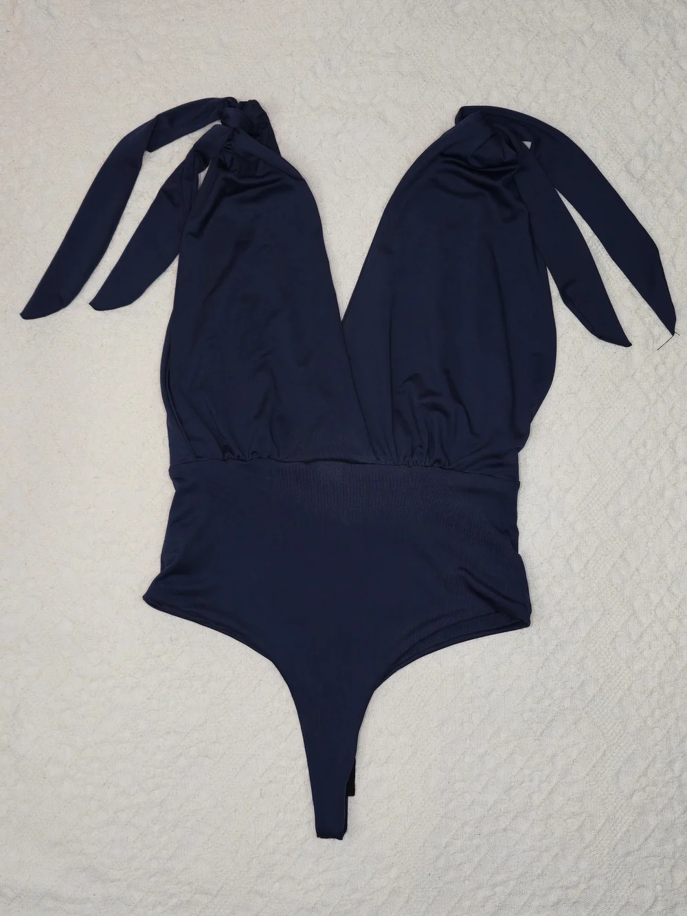 Bodysuit Women’s Deep Blue AmaDeep Navy Tie-Shoulder Bodysuit with Small Size
